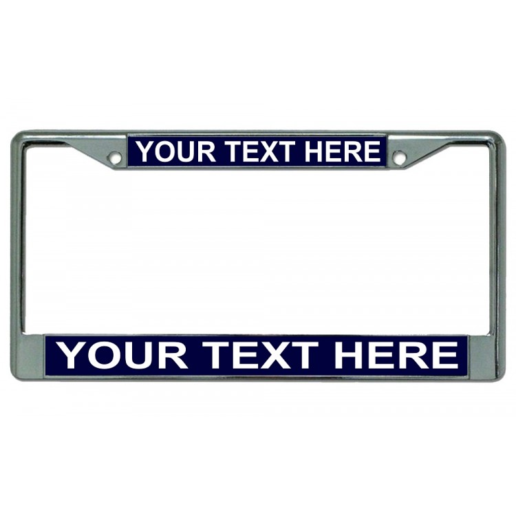 6 x 12 in. Custom Personalized Navy Blue & Chrome License Plate Frame