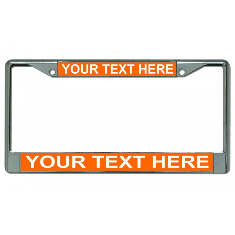 LPO1889 6 x 12 in. Custom Personalized Orange Background Chrome License Plate Frame