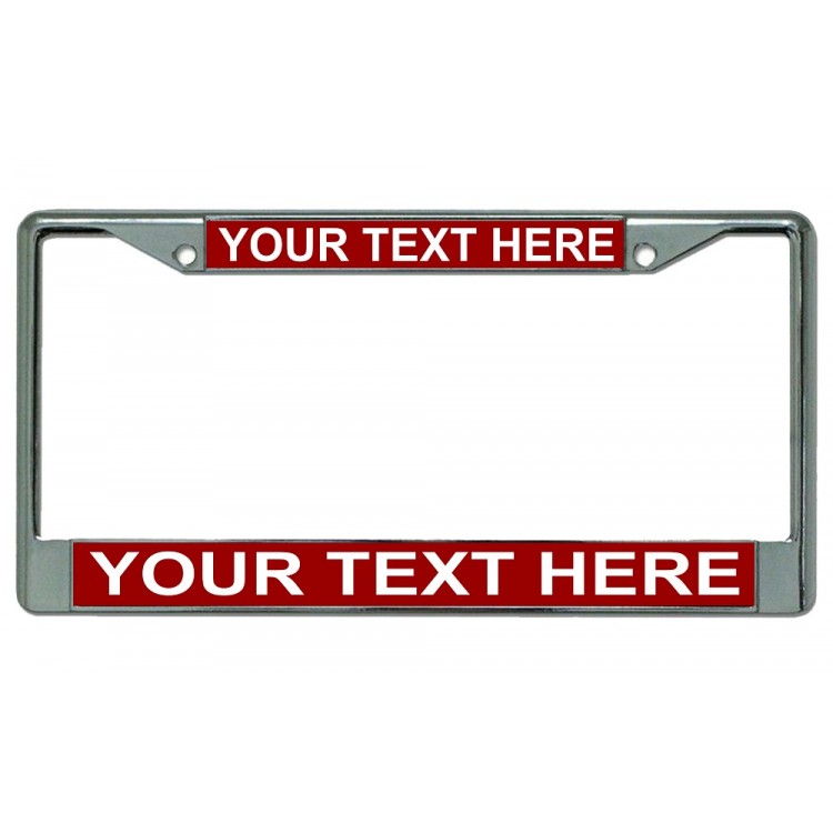 LPO1892 6 x 12 in. Custom Personalized Red Background Chrome License Plate Frame