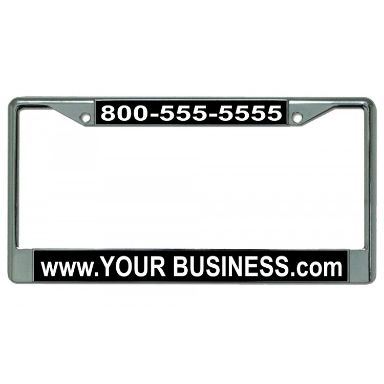 LPO1970 Custom Your Business Double Panel License Plate Frame, Free Screw Caps