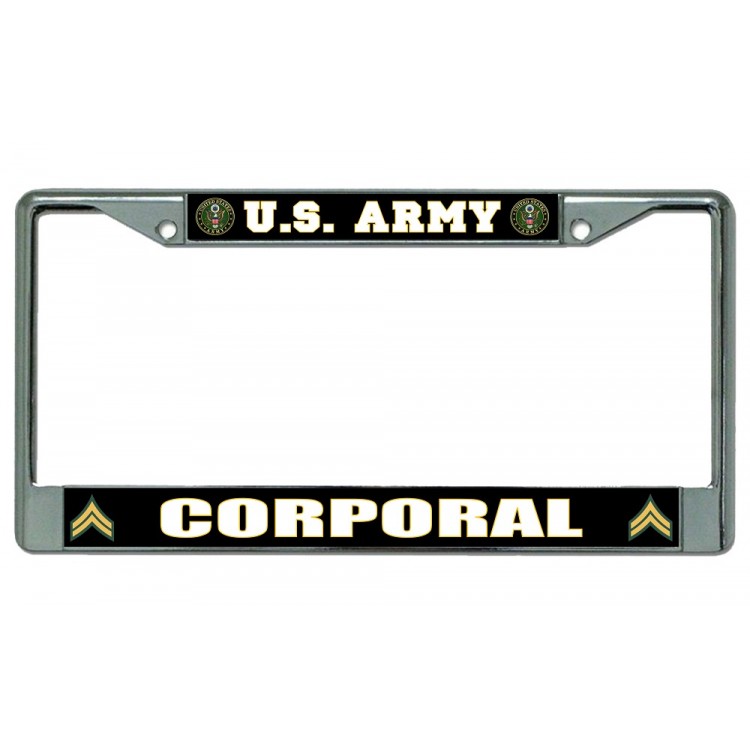 LPO2012 U.S. Army Corporal Photo License Plate Frame, Free Screw Caps