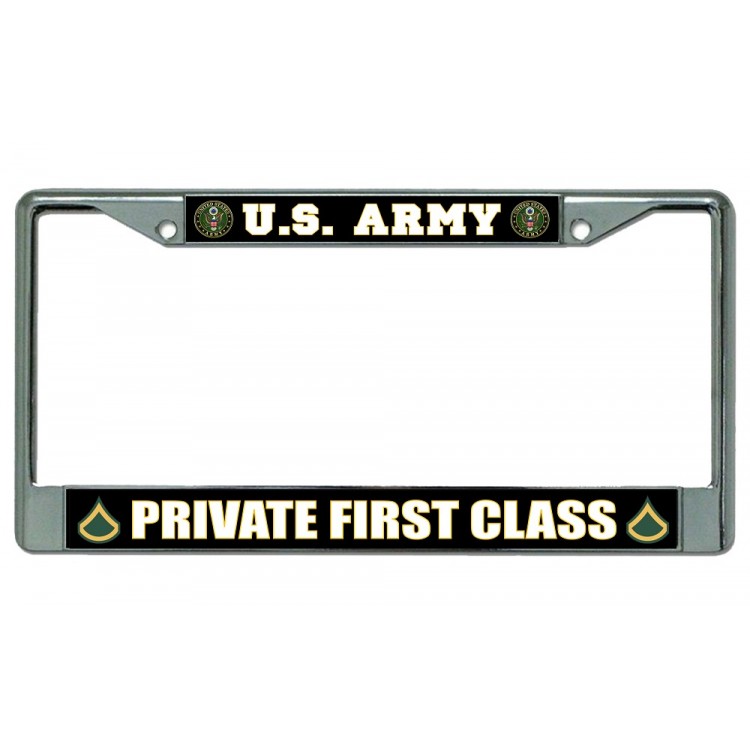 LPO2015 U.S. Army Private First Class License Plate Frame, Free Screw Caps