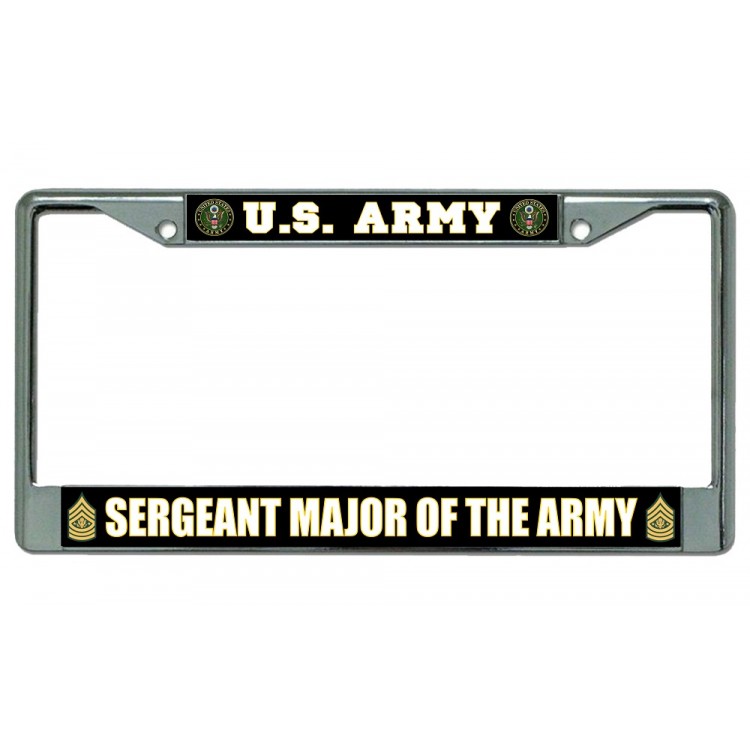 LPO2019 U.S. Army Sergeant Major Photo License Plate Frame, Free Screw Caps