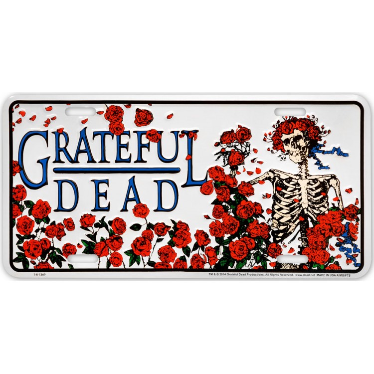 GD8302 6 x 12 in. Grateful Dead Roses Metal License Plate