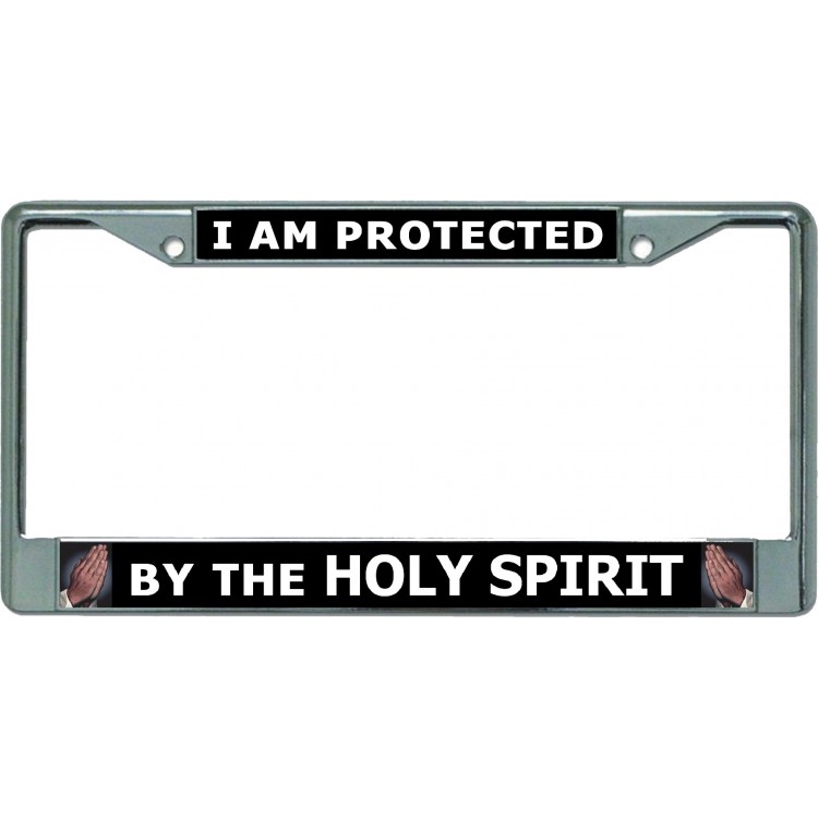 LPO5745 6 x 12 in. Protected by Holy Spirit Chrome License Plate Frame