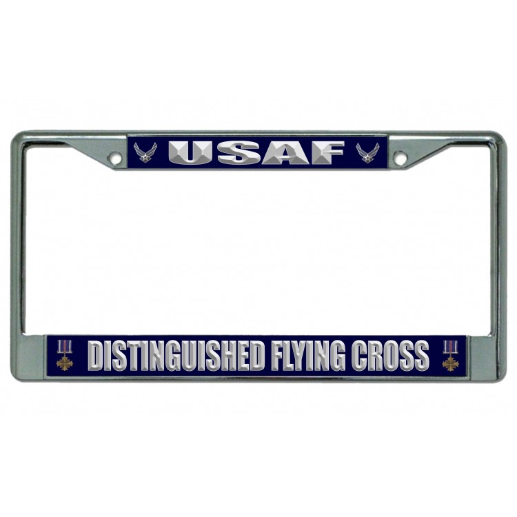 6 x 12 in. U.S. Air Force Distinguished Flying Cross Chrome License Plate Frame