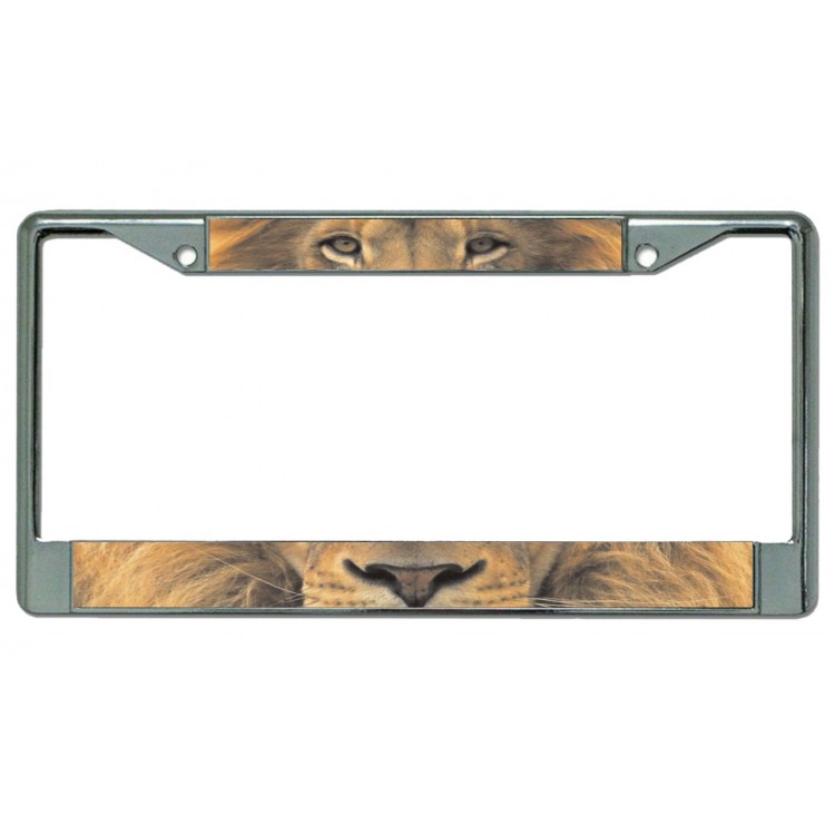 LPO4825 6 x 12 in. Lion Face Chrome License Plate Frame
