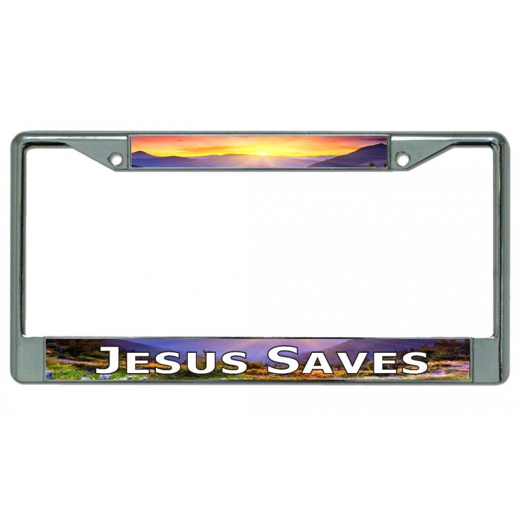 LPO4846 6 x 12 in. Jesus Saves Chrome License Plate Frame