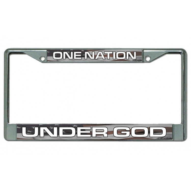 LPO4850 6 x 12 in. One Nation Under God Chrome License Plate Frame