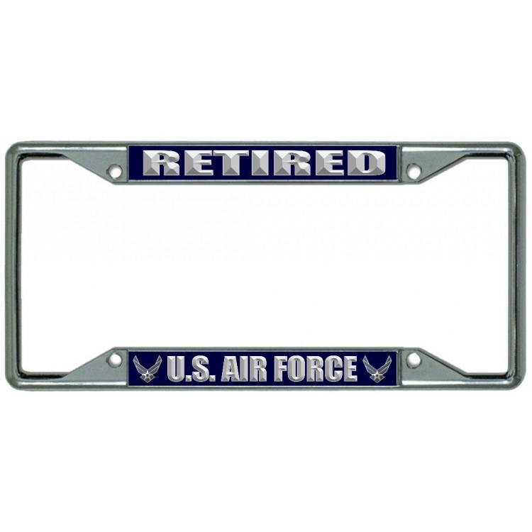 LPO4873ES 6 x 12 in. U.S. Air Force Retired Every State Chrome License Plate Frame