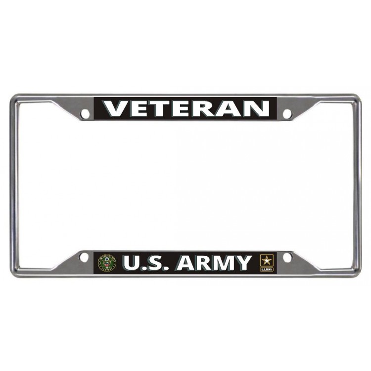 6 x 12 in. U.S. Army Veteran Every State Chrome License Plate Frame