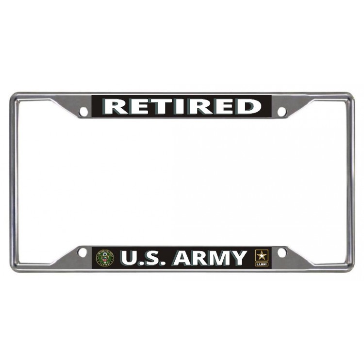 LPO4876ES 6 x 12 in. U.S. Army Retired Every State Chrome License Plate Frame