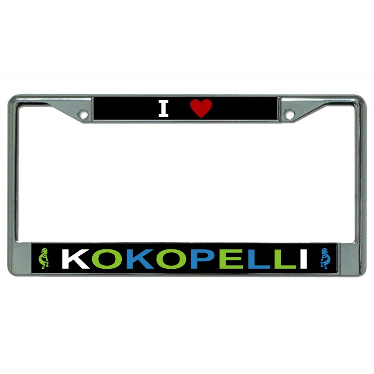 LPO4896 6 x 12 in. I Heart Kokopelli Chrome License Plate Frame
