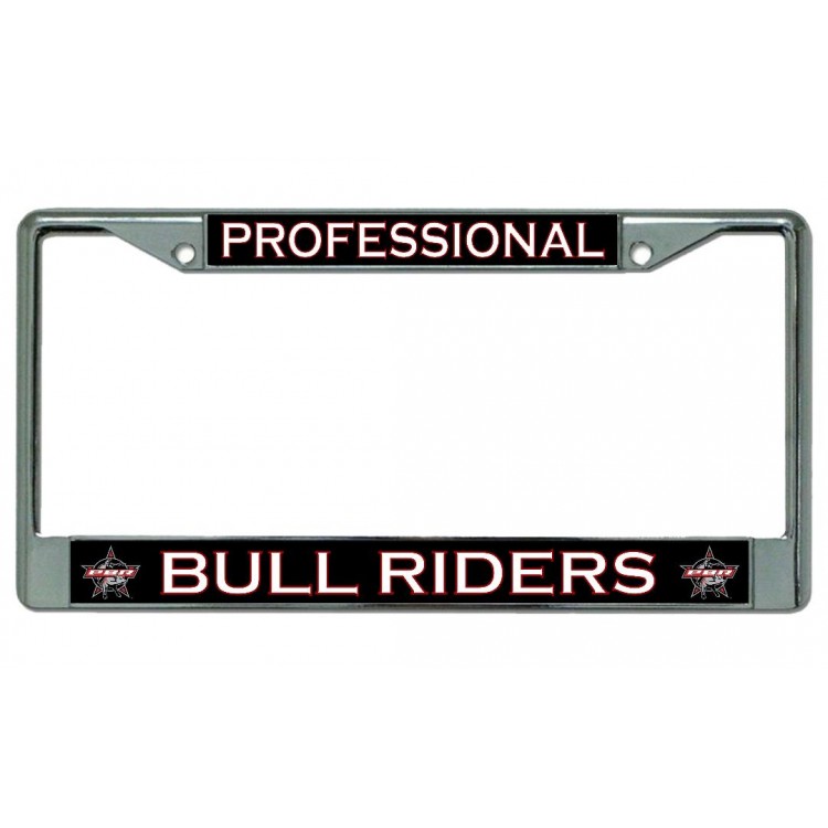 LPO4904 6 x 12 in. Professional Bull Riders Chrome License Plate Frame