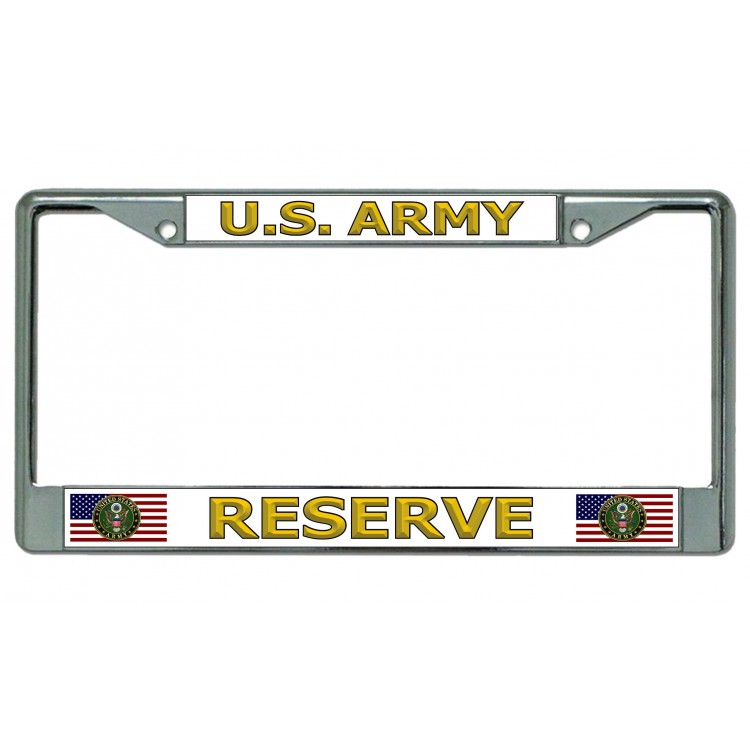 LPO4912 6 x 12 in. U.S. Army Reserve Chrome License Plate Frame