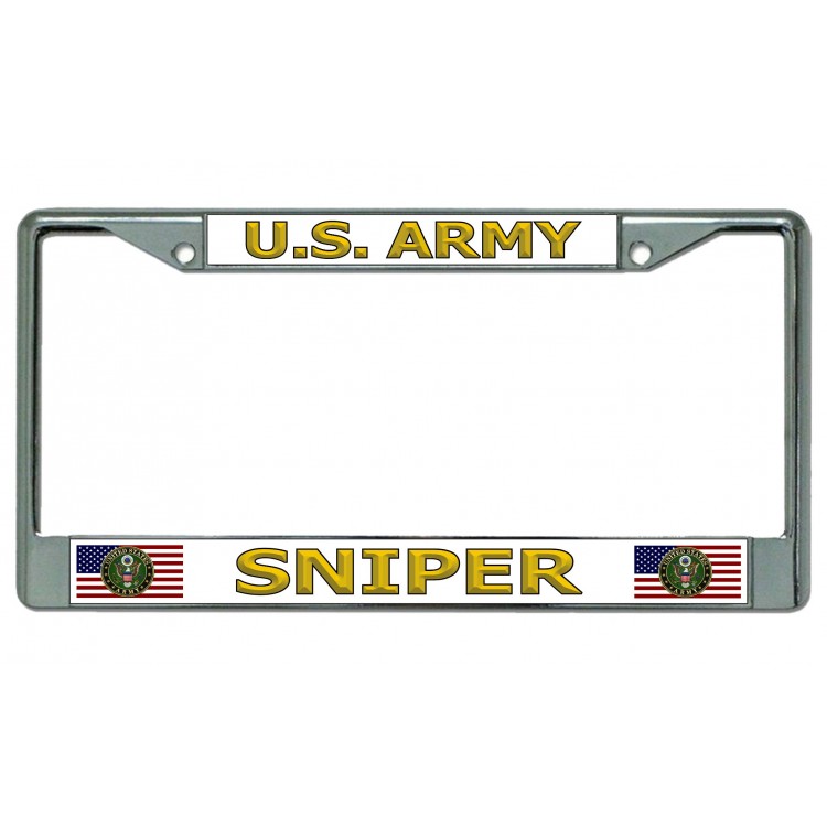 LPO4915 6 x 12 in. U.S. Army Sniper Chrome License Plate Frame