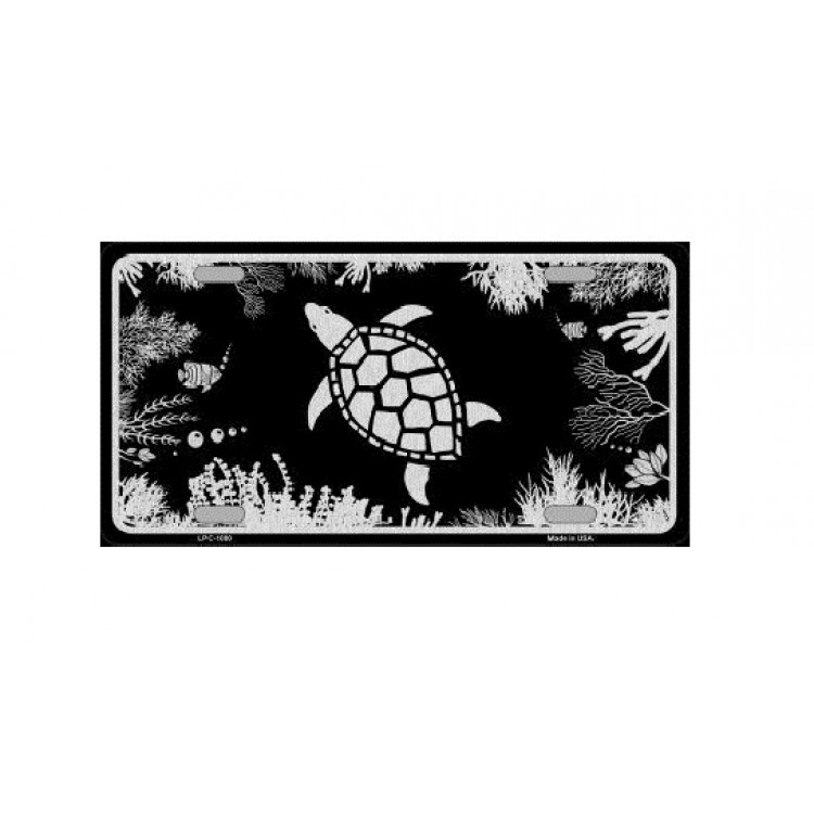 LPC-1080 6 x 12 in. Turtle Black Brushed Chrome Metal License Plate