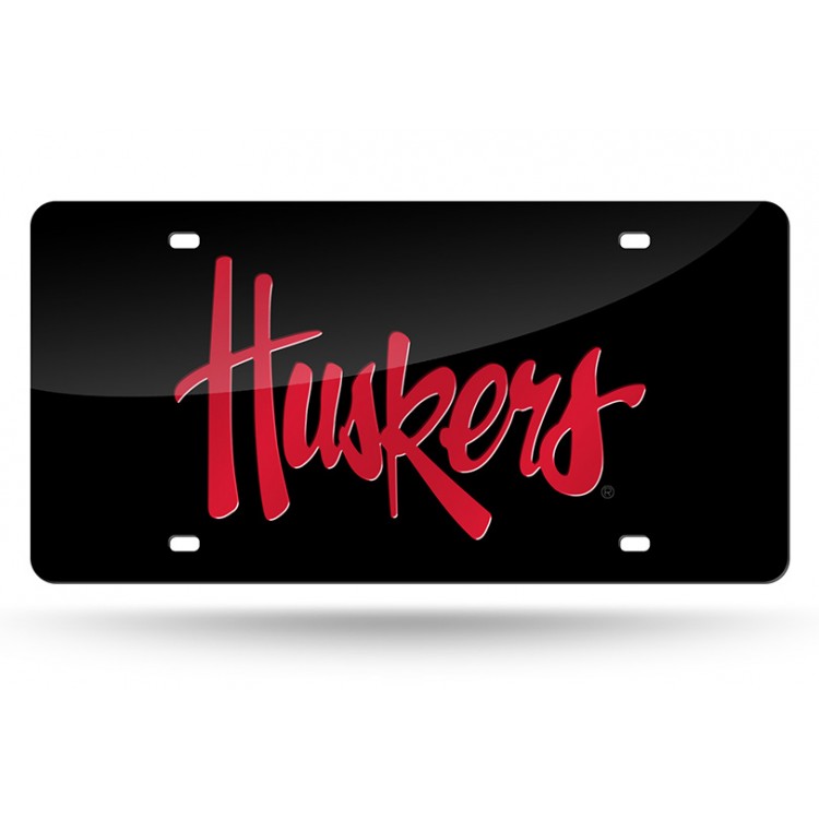 LZC410105 6 x 12 in. Nebraska Cornhuskers Black Laser License Plate