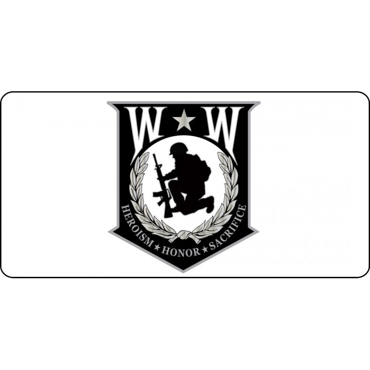 LPO4953 6 x 12 in. Wounded Warrior Patch Centered Photo License Plate