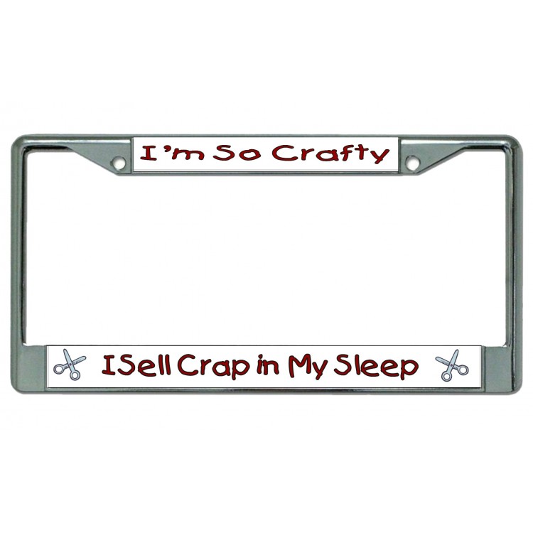 LPO4967 6 x 12 in. I am So Crafty Chrome License Plate Frame