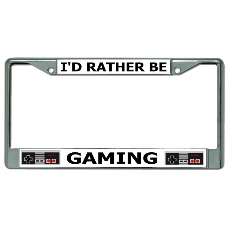 LPO4970 6 x 12 in. Id Rather Be Gaming Chrome License Plate Frame