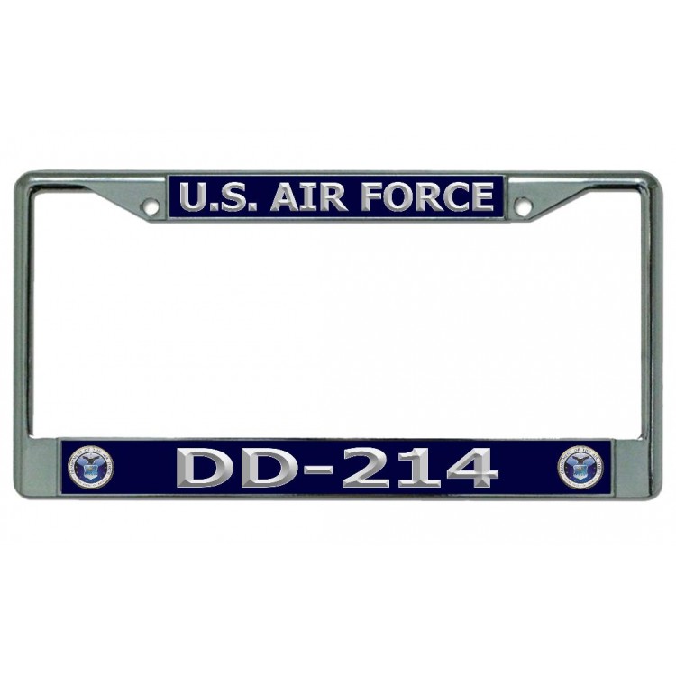 LPO4981 6 x 12 in. DD-214 U.S. Air Force Chrome License Plate Frame