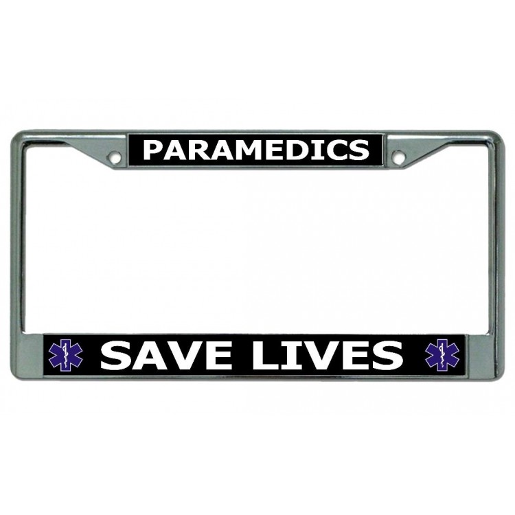 LPO4986 6 x 12 in. Paramedics Save Lives Chrome License Plate Frame