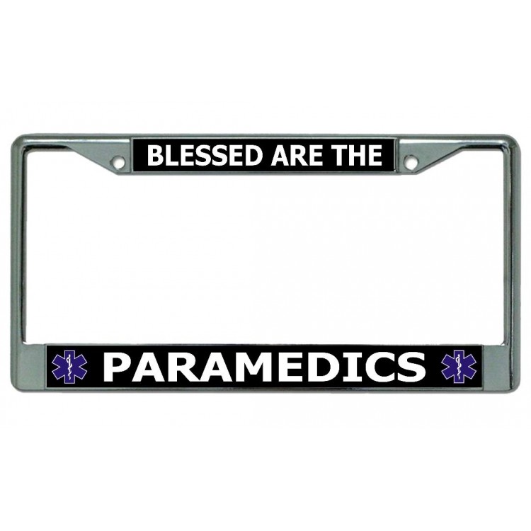 LPO4987 6 x 12 in. Blessed are the Paramedics Chrome License Plate Frame