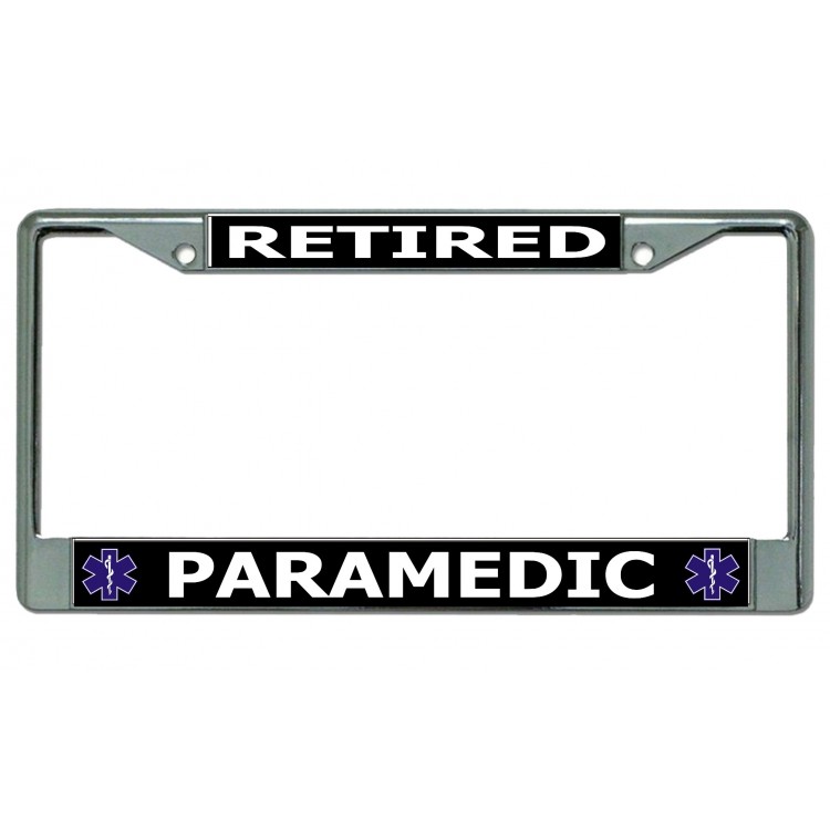 LPO4989 6 x 12 in. Retired Paramedic Chrome License Plate Frame