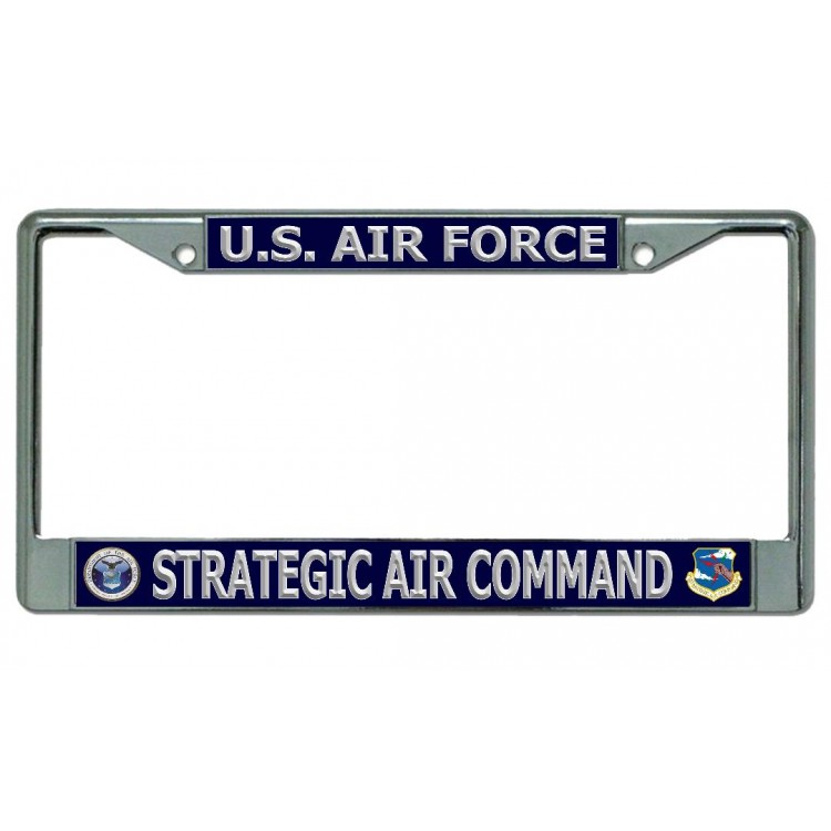 6 x 12 in. U.S. Air Force Strategic Air Command Chrome License Plate Frame