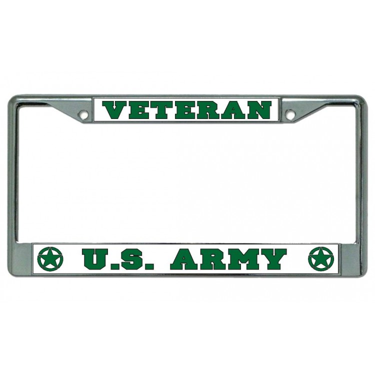 LPO5000 6 x 12 in. U.S. Army Veteran Chrome License Plate Frame