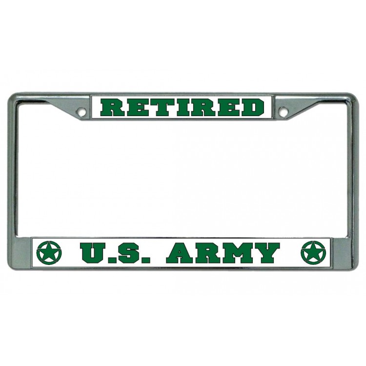 LPO5002 6 x 12 in. U.S. Army Retired No.2 Chrome License Plate Frame