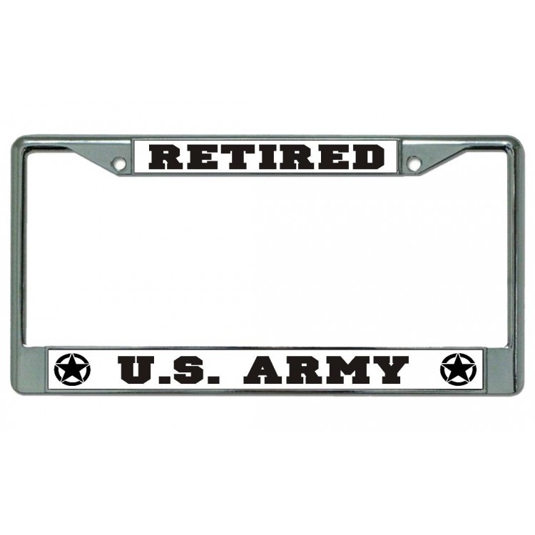LPO5003 6 x 12 in. U.S. Army Retired No.3 Chrome License Plate Frame