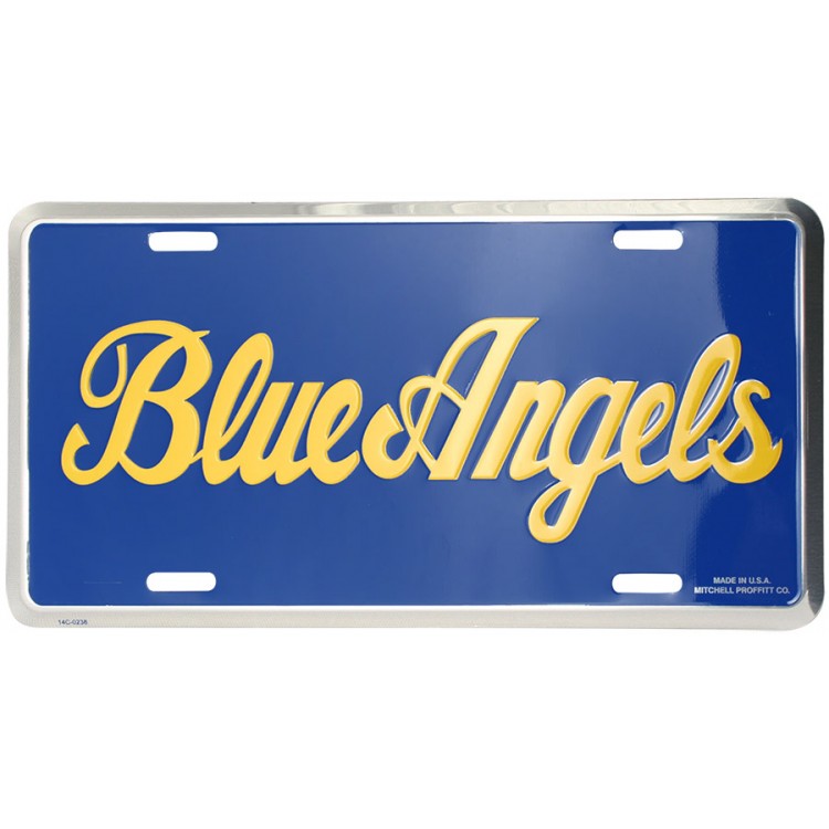 LN64 6 x 12 in. Blue Angels Script Metal License Plate