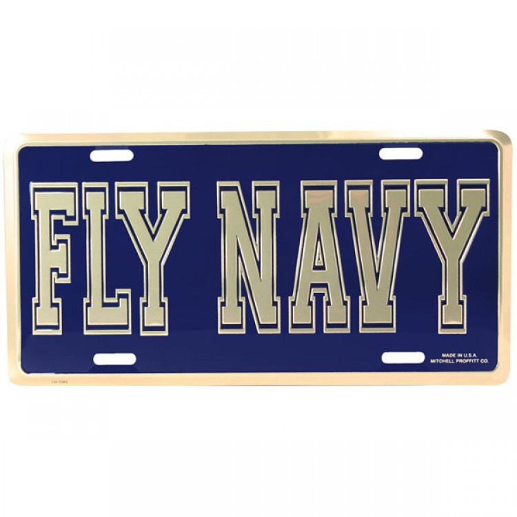 LN46 6 x 12 in. Fly Navy Script Metal License Plate