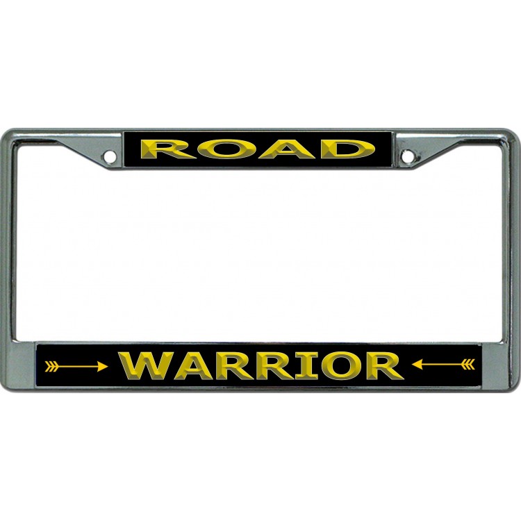 LPO6561 6 x 12 in. Road Warrior Gold Chrome License Plate Frame