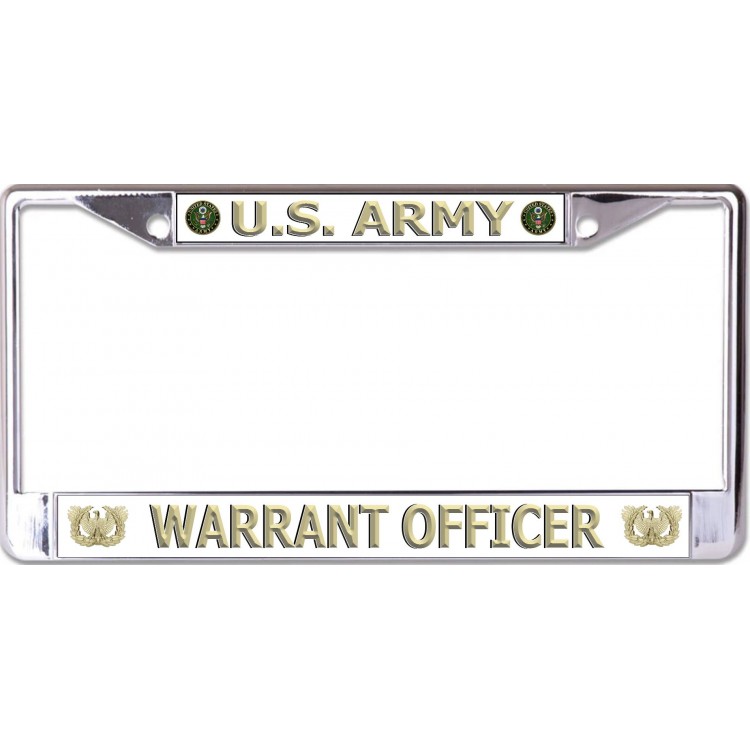 6 x 12 in. U.S. Army Warrant Officer No.2 Chrome License Plate Frame