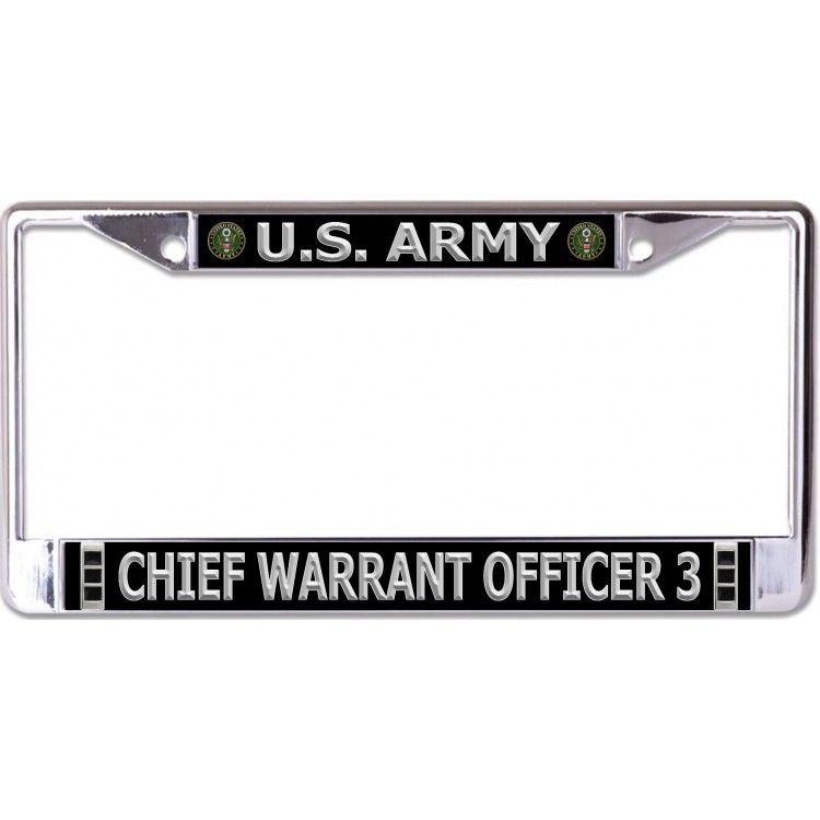 6 x 12 in. U.S. Army Chief Warrant Officer 3 Chrome License Plate Frame