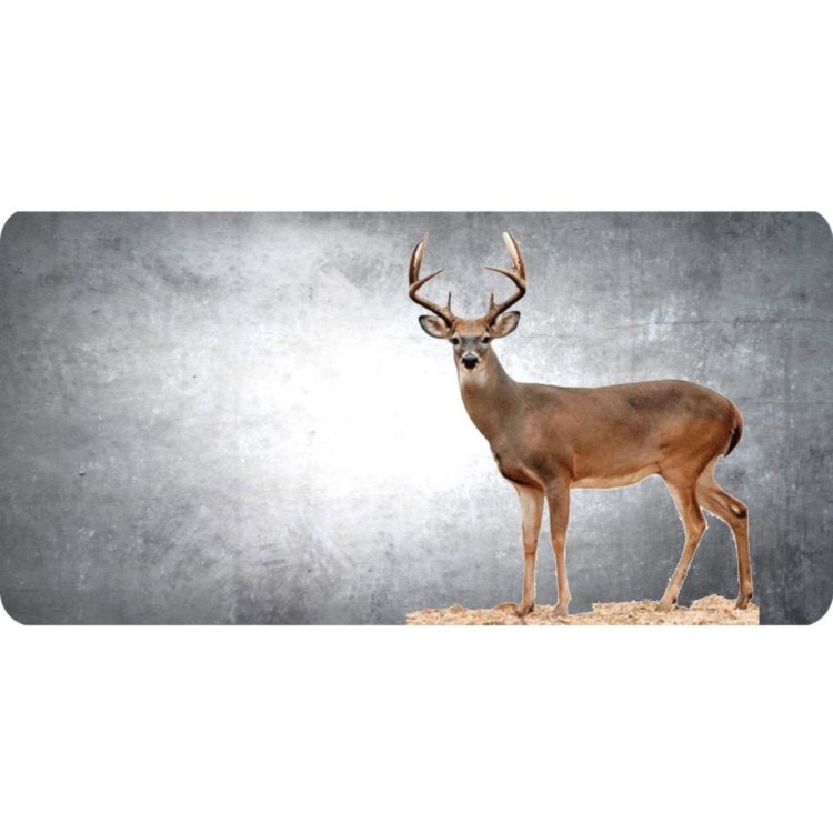 6 x 12 in. Buck Offset on Gray Photo License Plate