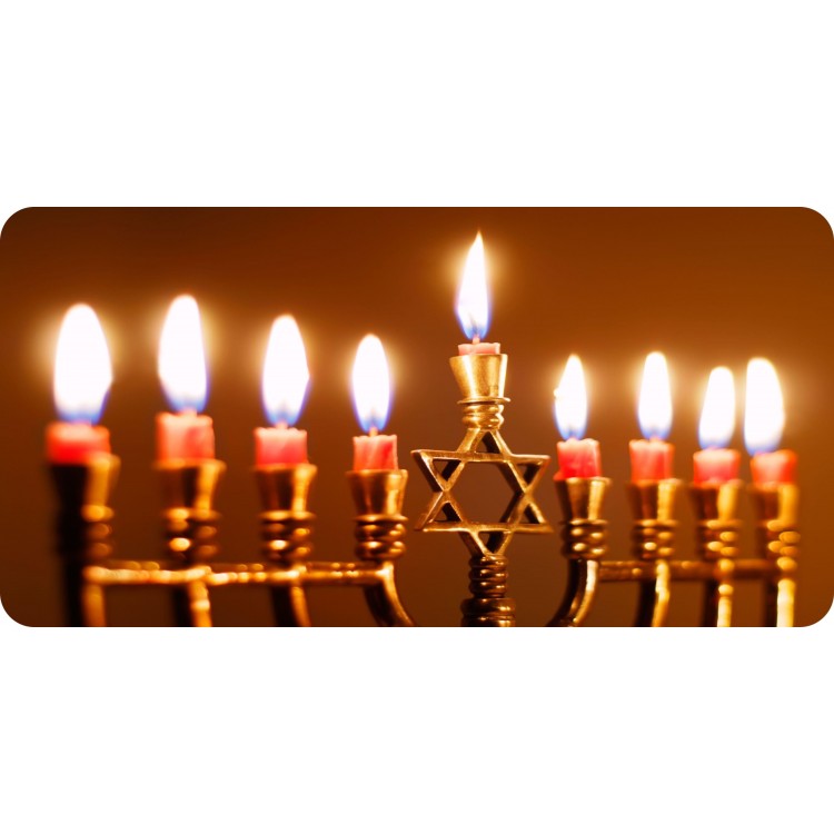 LPO6673 6 x 12 in. Menorah Photo License Plate