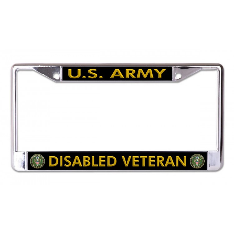 6 x 12 in. U.S. Army Disabled Veteran with Logo Chrome License Plate Frame