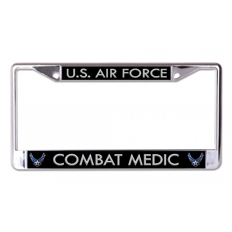 LPO6694 6 x 12 in. U.S. Air Force Combat Medic Chrome License Plate Frame