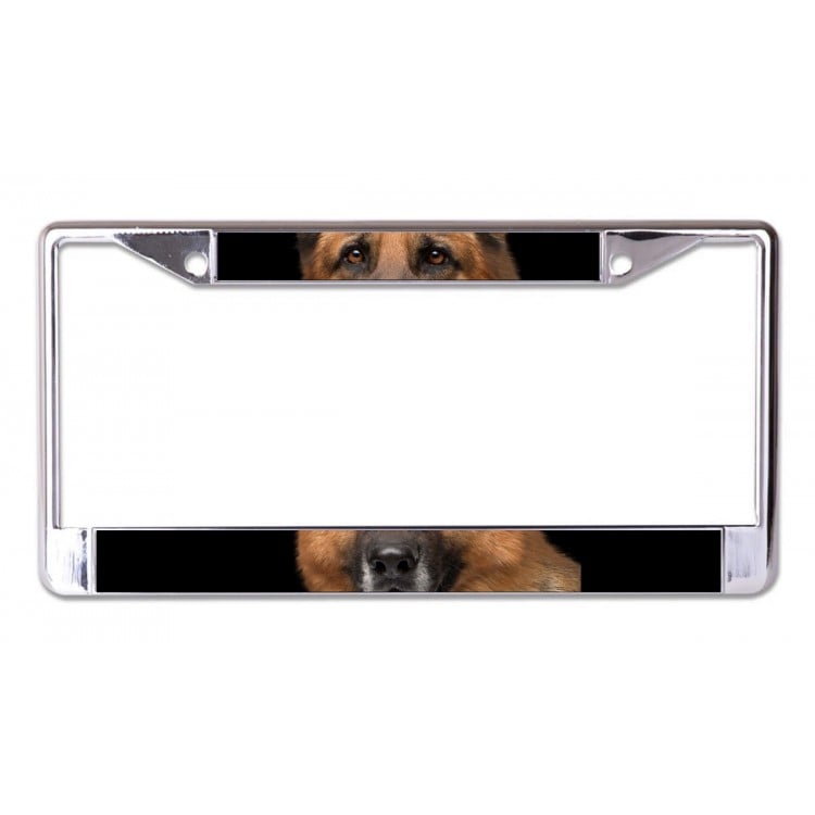 LPO6695 6 x 12 in. German Shephard Face Chrome License Plate Frame
