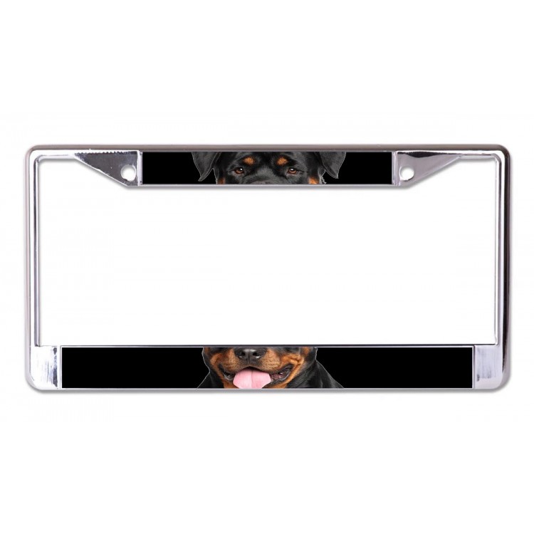 LPO6696 6 x 12 in. Rottweiler Face Chrome License Plate Frame
