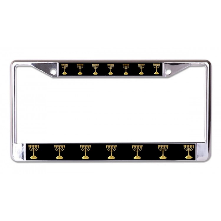 LPO6704 6 x 12 in. Menorah Chrome License Plate Frame