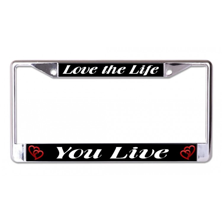 LPO6710 6 x 12 in. Love the Life You Live Chrome License Plate Frame