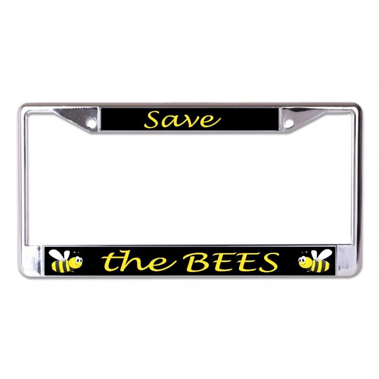 LPO6714 6 x 12 in. Save the Bees Chrome License Plate Frame