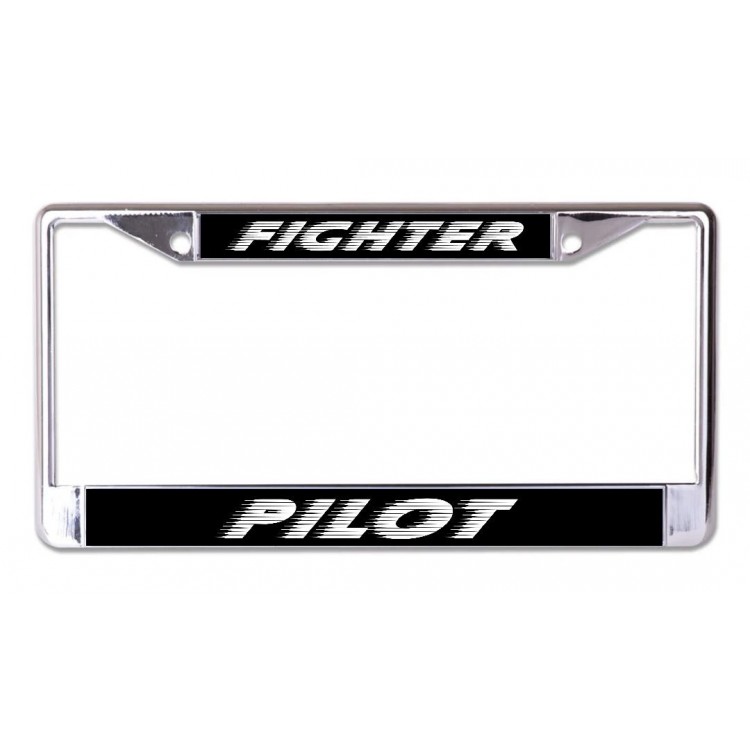 LPO6719 6 x 12 in. Fighter Pilot Chrome License Plate Frame