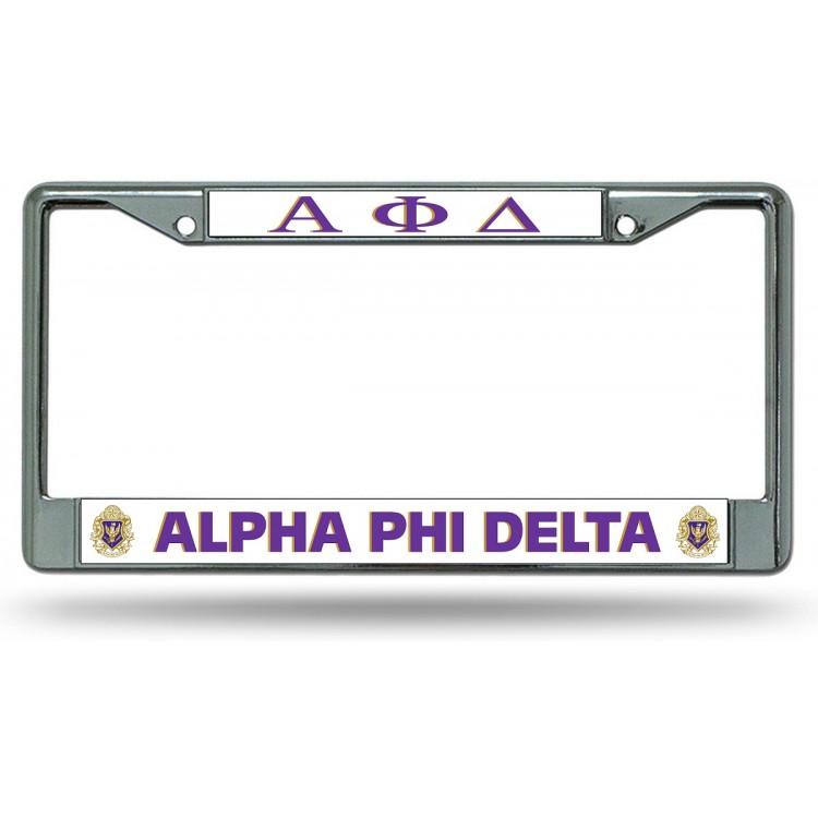 LPO6722 6 x 12 in. Alpha Phi Delta Chrome License Plate Frame