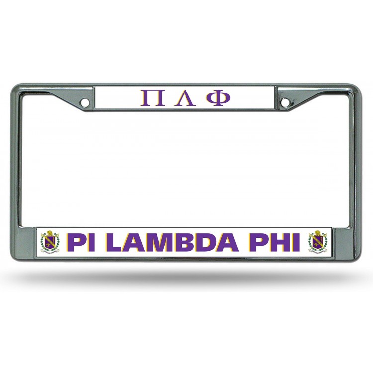 LPO6723 6 x 12 in. Pi Lambda Phi Chrome License Plate Frame